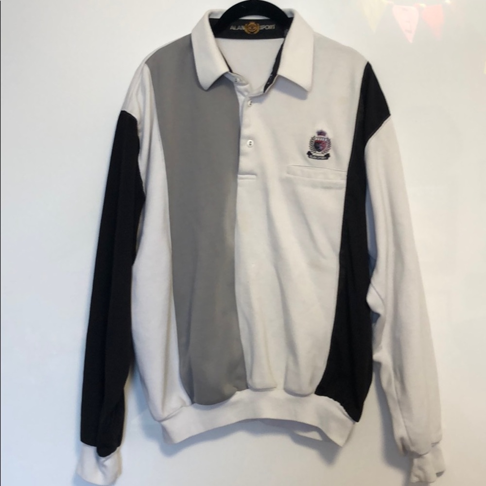 Vintage Alan Sport Collar button up sweater XL